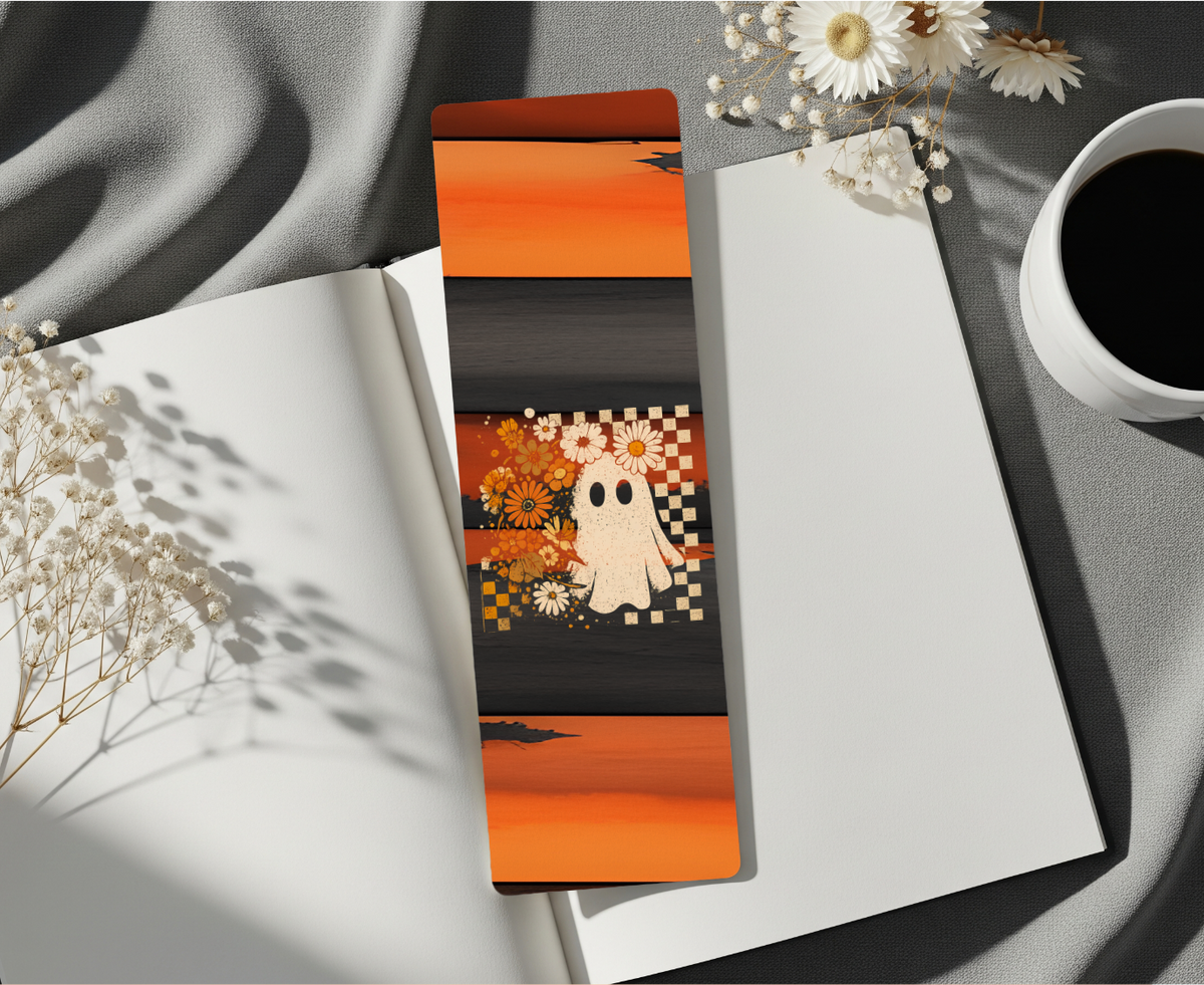 Floral Boho Ghost Paper or Metal Bookmark
