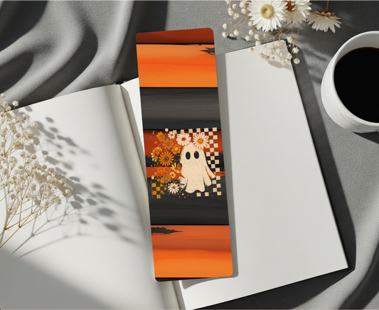 Floral Boho Ghost Paper or Metal Bookmark