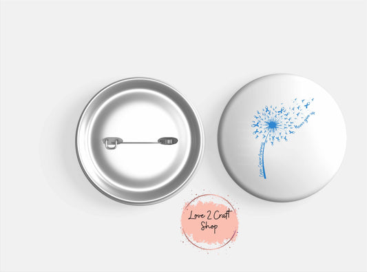 Colon Cancer Dandelion Blue ribbon 1", 1.5" or 2" Button