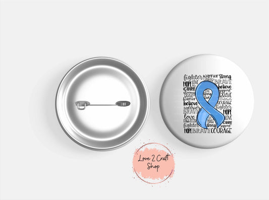 Colon Cancer ribbon typography 1", 1.5" or 2" Button