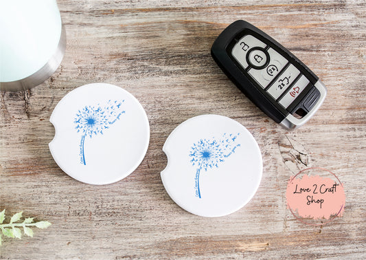 Colon Cancer Dandelion Blue ribbon Car Coasters