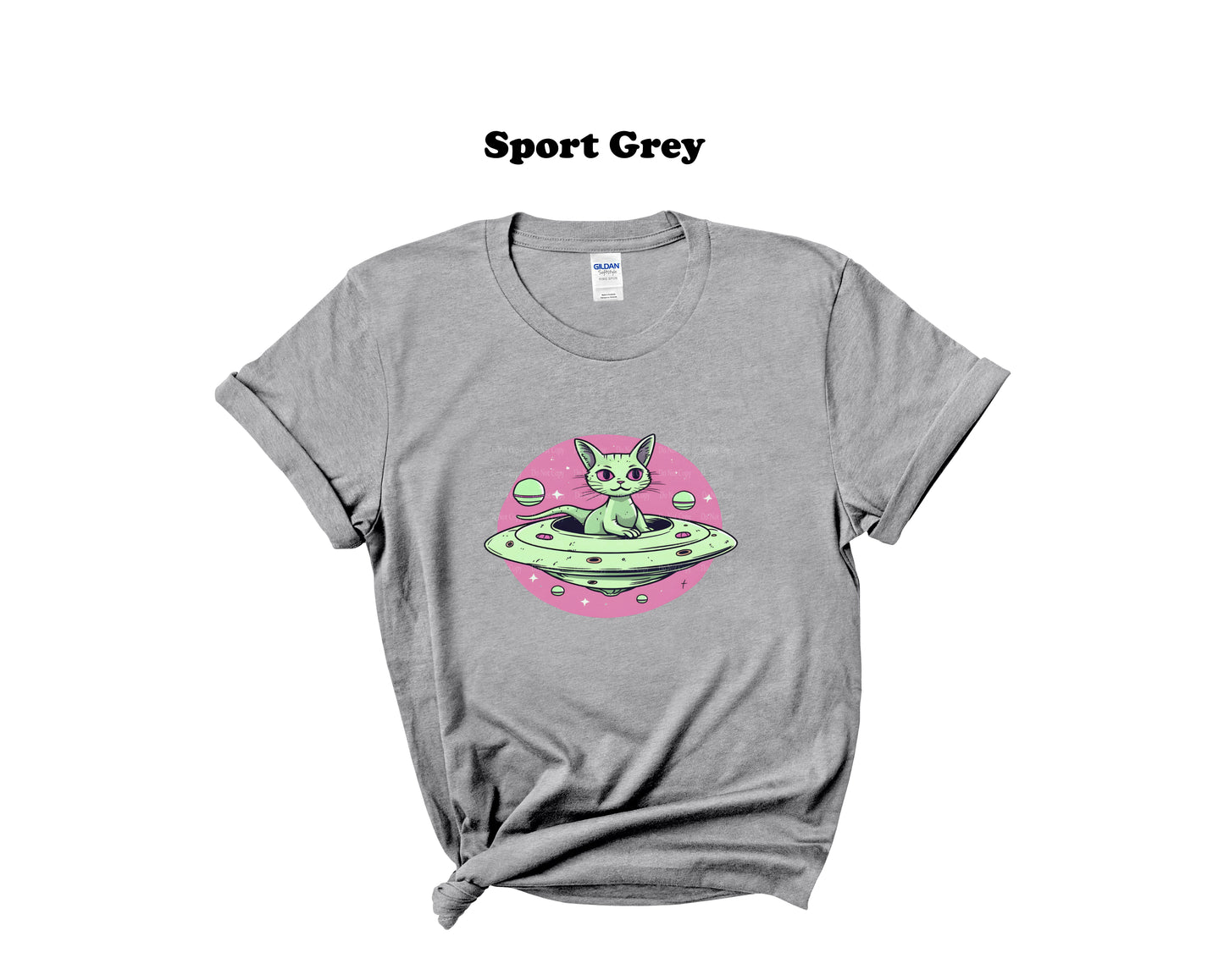 Alien Cat in Flying Saucer Tee
