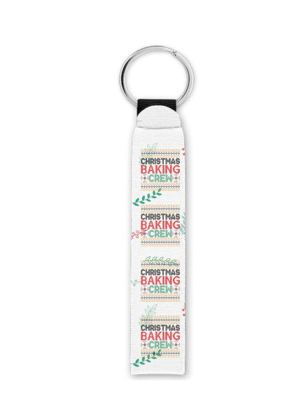 Christmas Baking Crew design 2 wristlet keychain