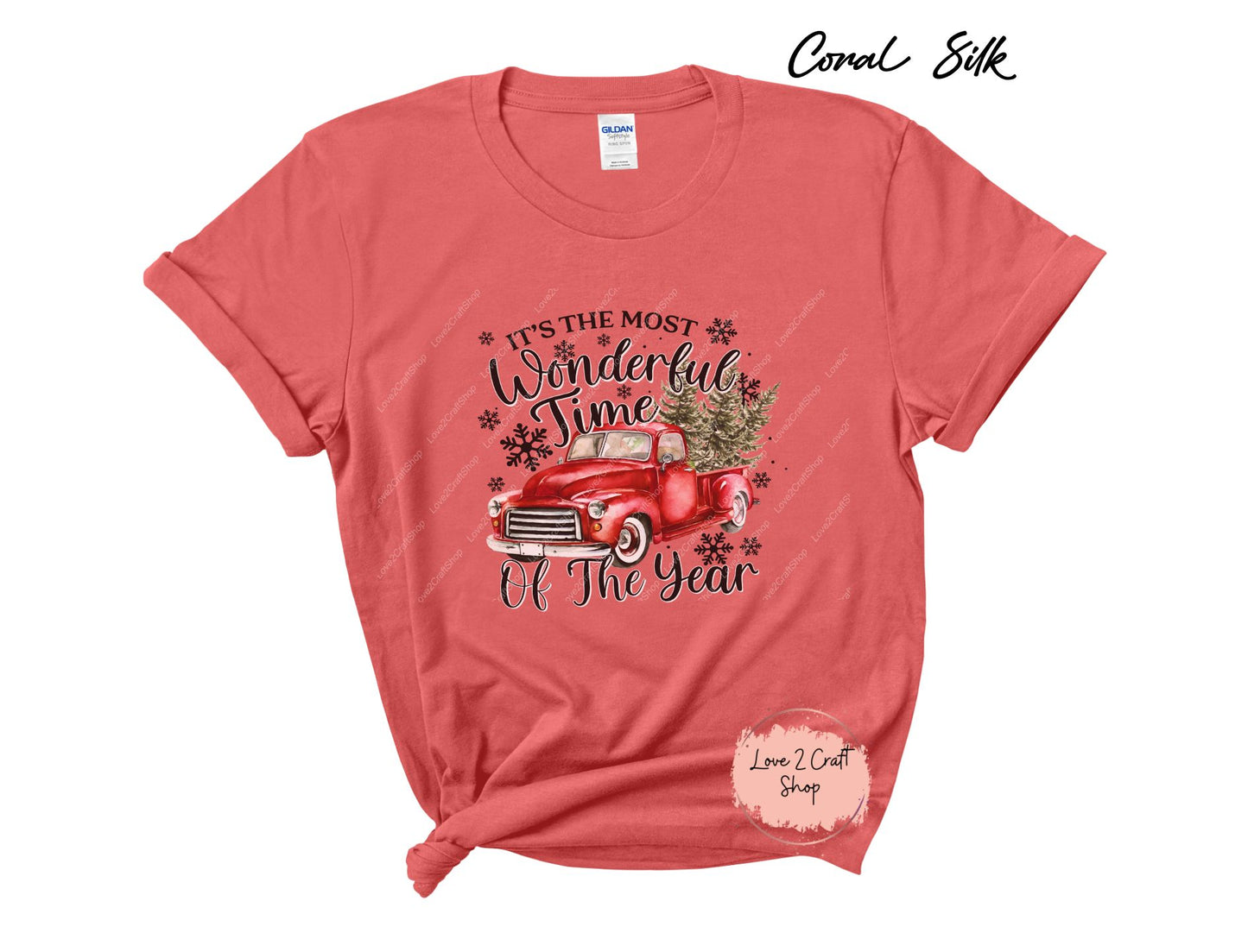 Vintage Red Truck Wonderland: It's the Most Wonderful Time of the Year Tee - Solid