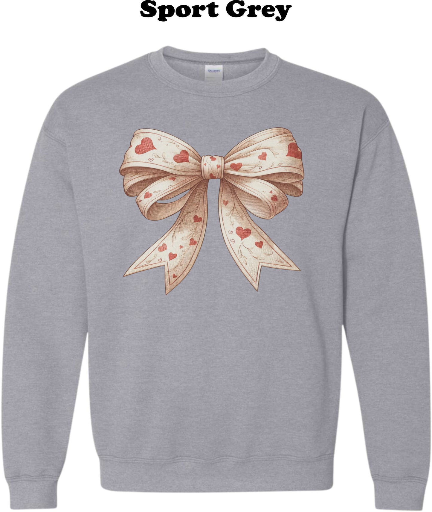 Cream Coquette Bow with hearts Crew