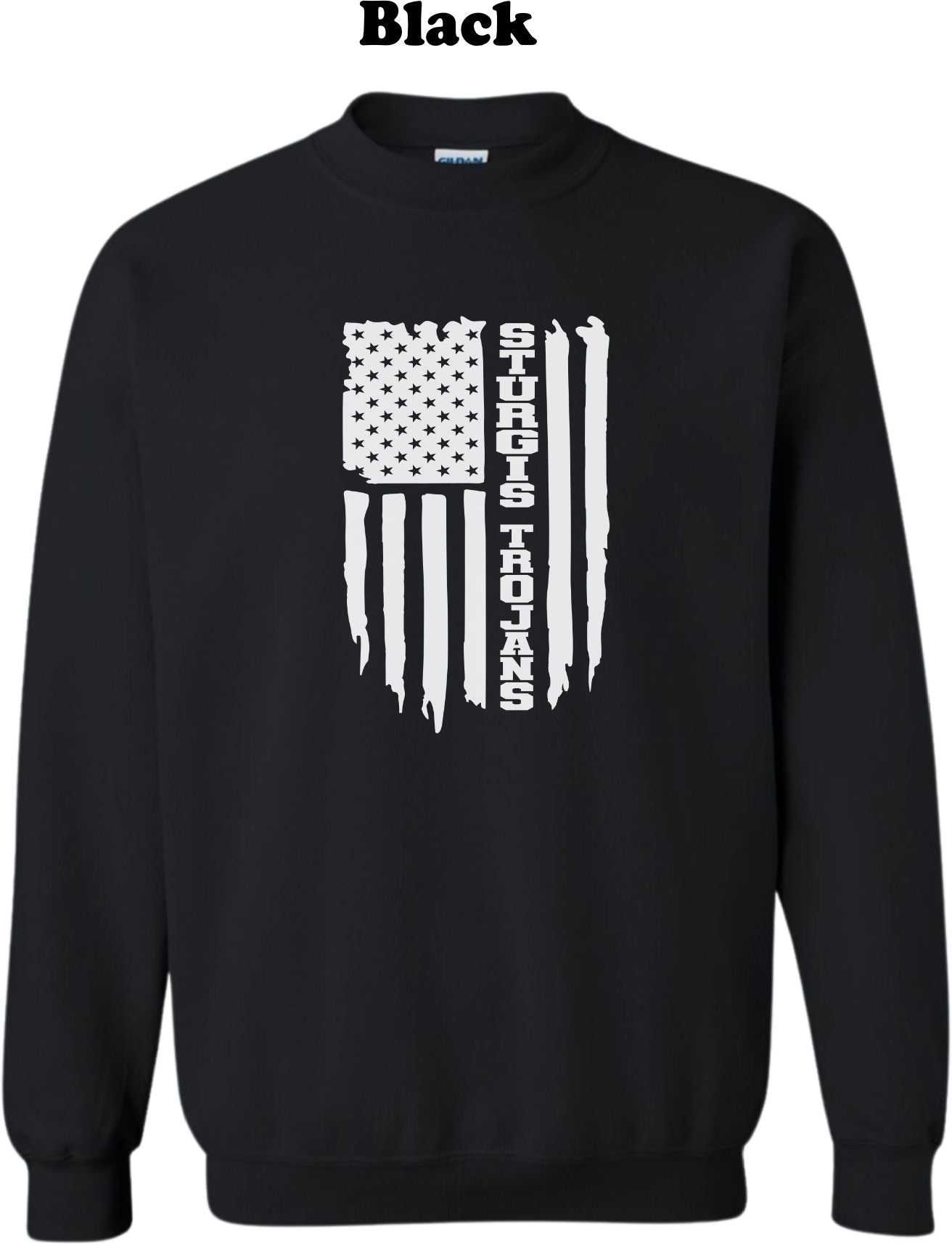 Sturgis Trojans White American Flag Crew Sweatshirt
