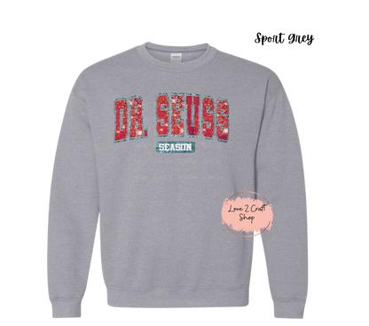 Dr Seuss Season - Faux Glitter  Cat in the Hat Crewneck