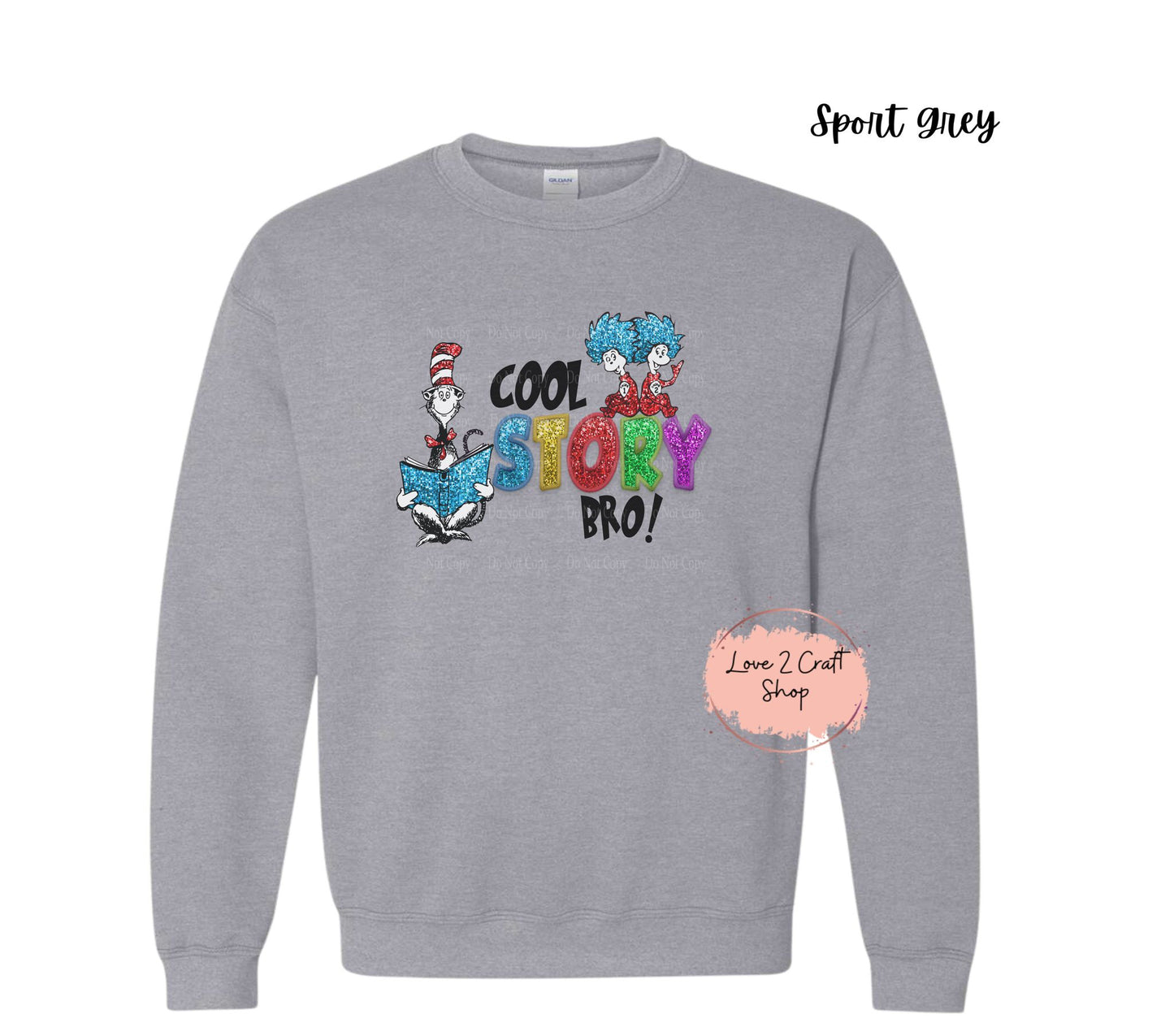 Cool Story Bro - Faux Glitter Cat in the Hat Crewneck