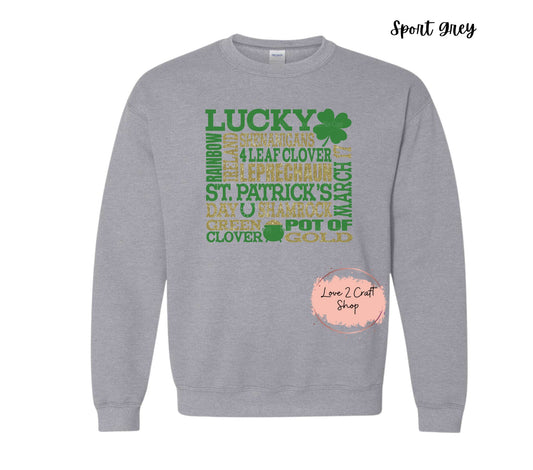 St Patricks day Subway art print - Faux Glitter Crewneck
