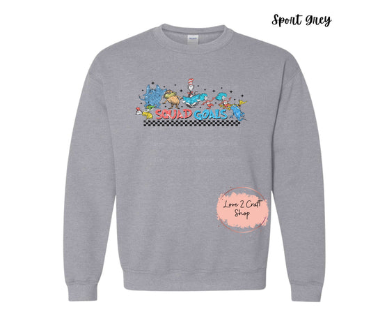 Squad Goals - Faux Glitter - Cat in the Hat Crewneck
