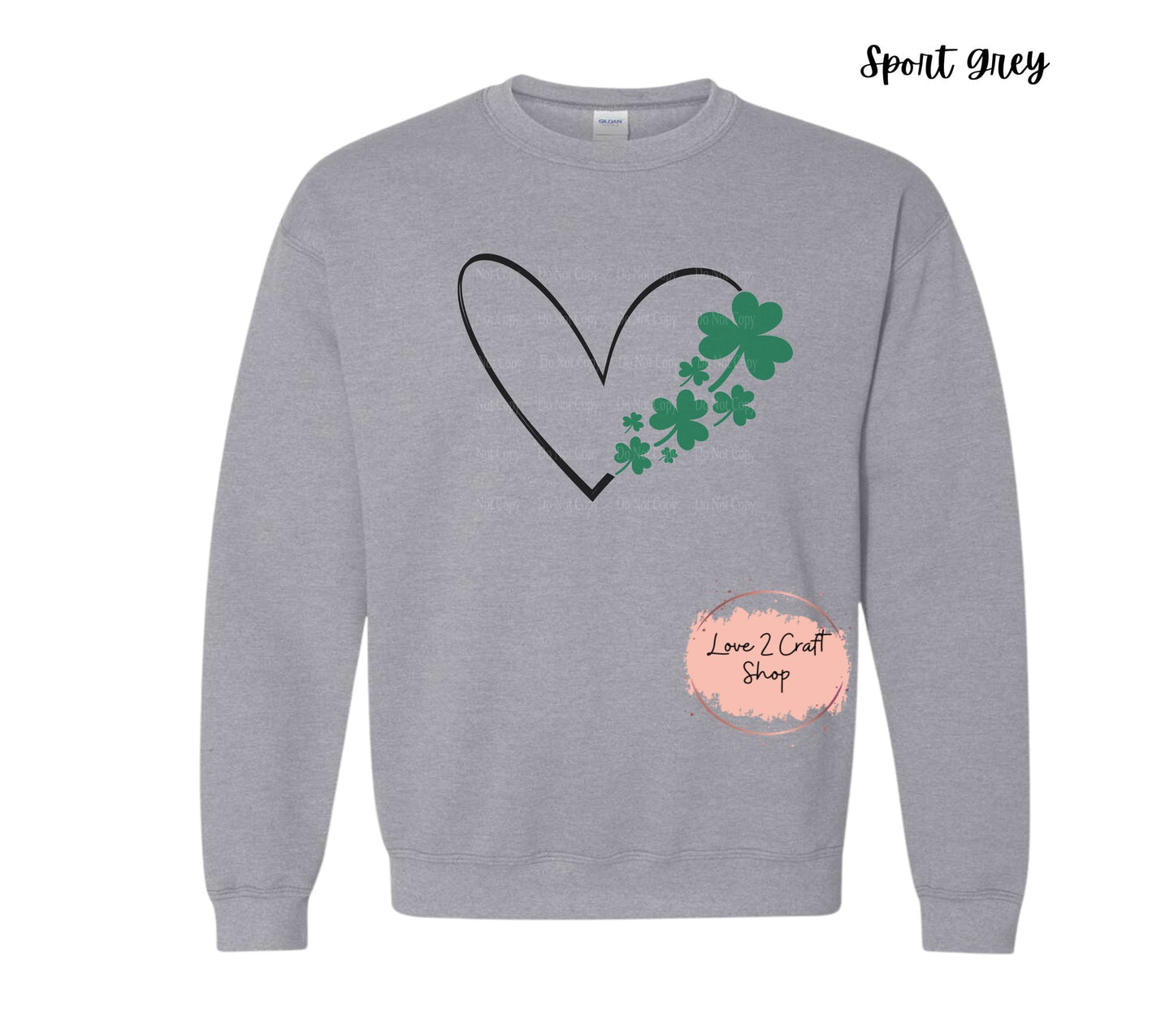 Heart outline with clovers St Patricks Day Skeleton Crewneck