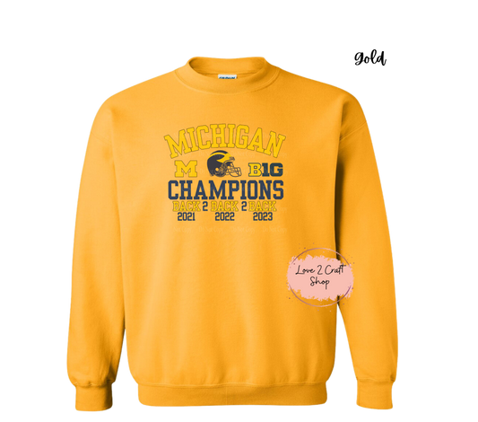 Michigan Wolverines Football 2023 Back to Back champions Crewneck