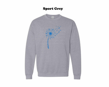 Colon Cancer Dandelion Blue ribbon Crewneck