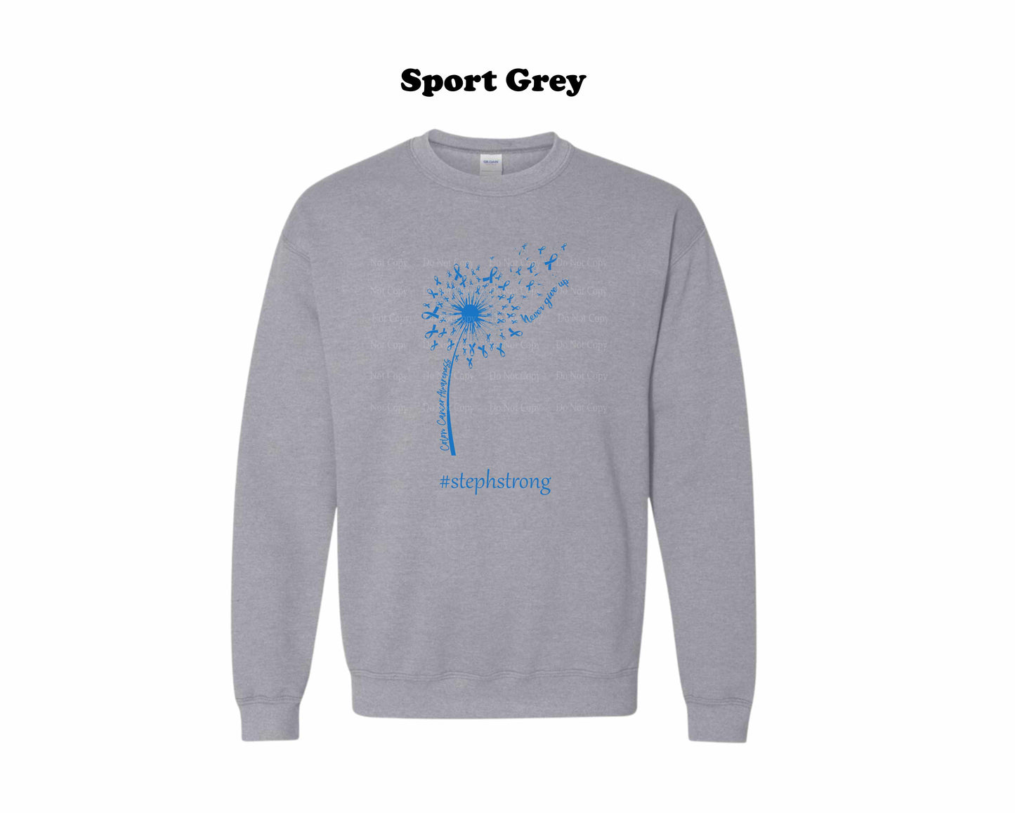 Colon Cancer Dandelion Blue ribbon Crewneck