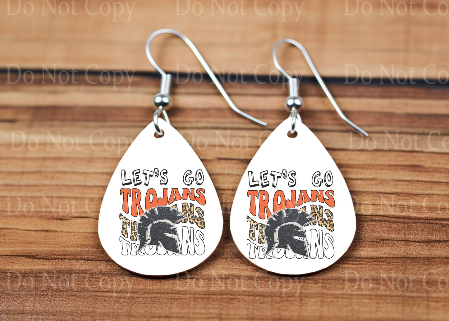 Let's Go Trojans School Spirit Leopard print Earrings