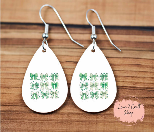 St. Patrick's Day Bows Coquette Teardrop earrings