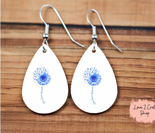 Colon Cancer Awareness Sunflower whimsical earrings