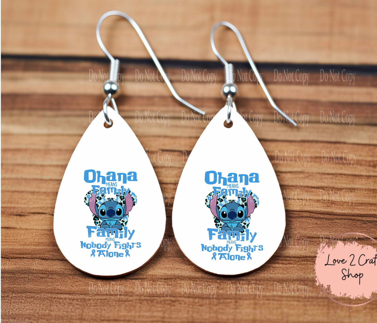 Colon Cancer Stitch Ohana means family earrings