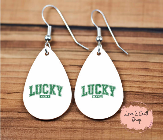 Lucky Mama St. Patrick's Day Teardrop earrings
