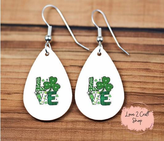 Love Four Leaf Clover Teardrop earrings