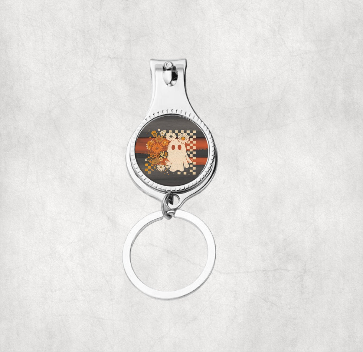 Floral Boho Ghost nail clippers key chain
