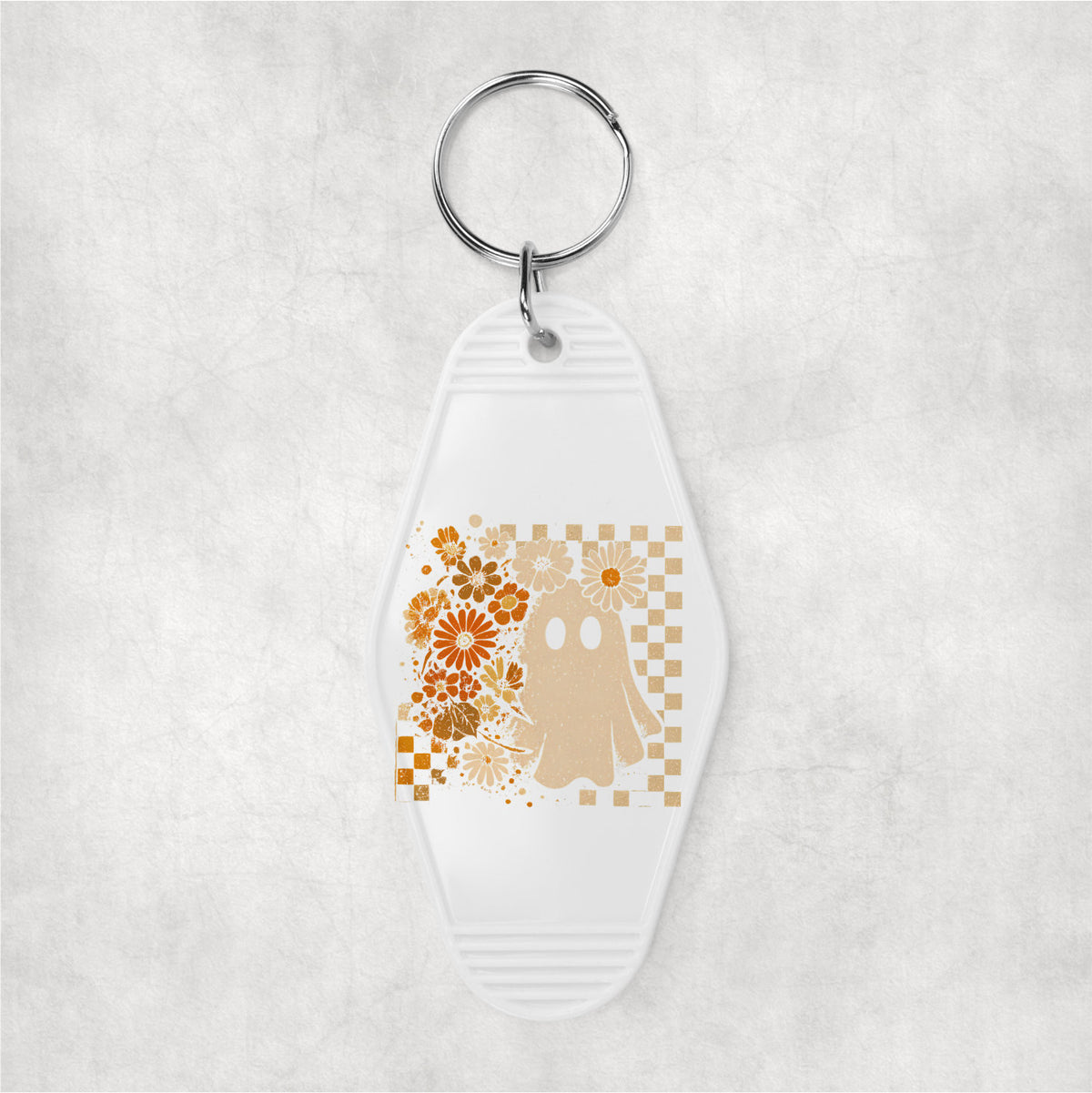 Floral Boho Ghost Motel Key Chain