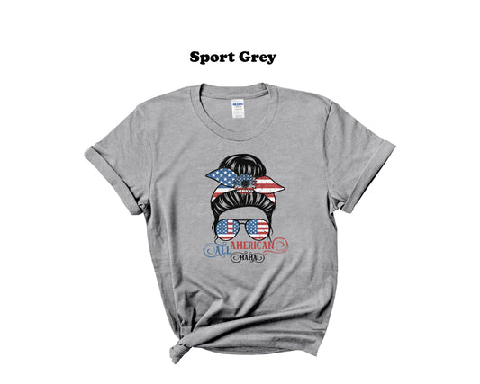 A Messy Patriotic Lady TShirt All American Mama Patriotic Graphic Tee For Moms Fourth Of July USA Pride