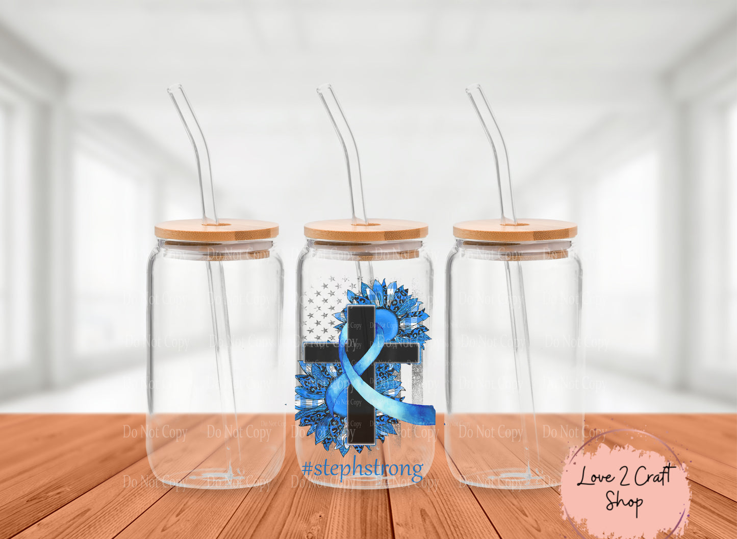 Colon Cancer Floral Cross Cold Brew Glass Tumbler