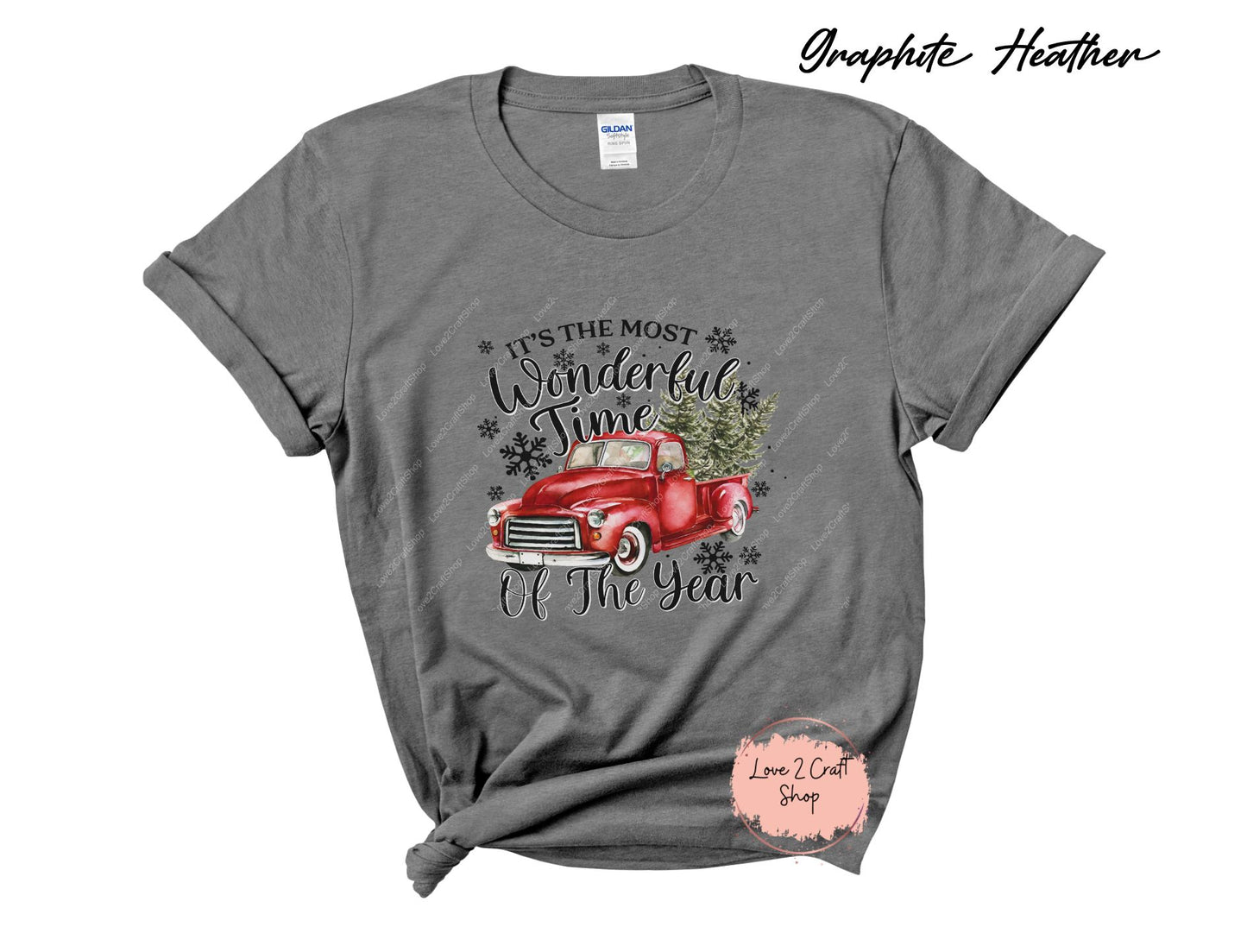 Vintage Red Truck Wonderland: It's the Most Wonderful Time of the Year Tee - Solid