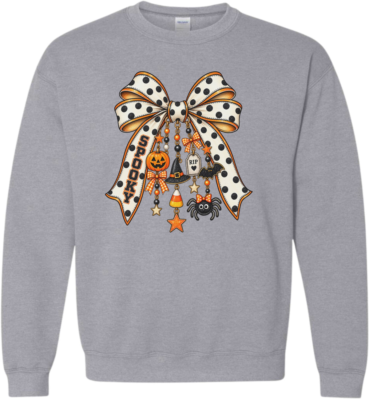 Halloween Coquette Bow with cute charms crewneck