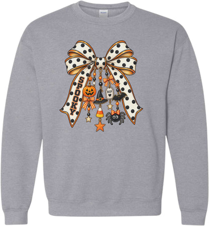 Halloween Coquette Bow with cute charms crewneck