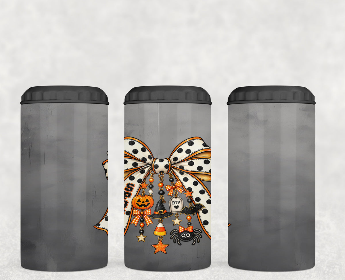Halloween Coquette Bow with cute charms 4 in 1 Can Cooler
