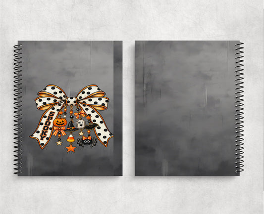 Halloween Coquette Bow with cute charms Notebook Spiralbound