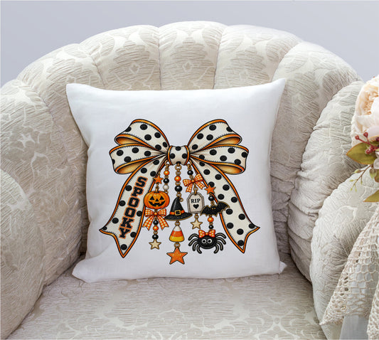 Halloween Coquette Bow with cute charms Pillow