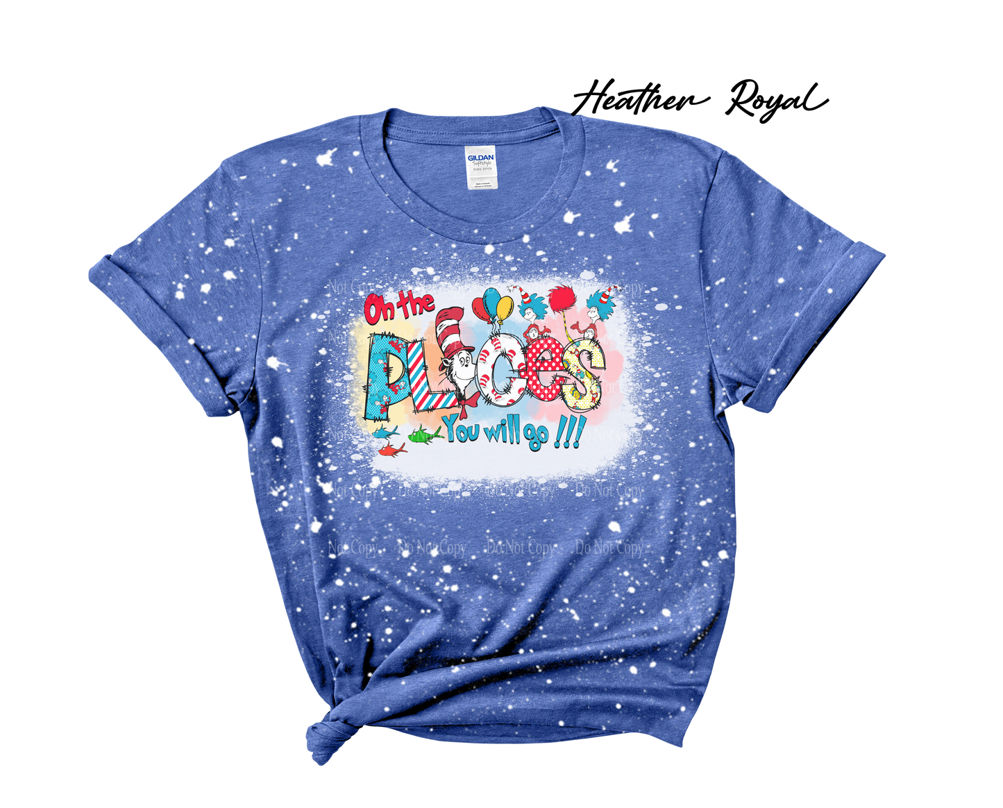 Oh the places you'll go watercolor - Cat in the Hat Bleached T-Shirt