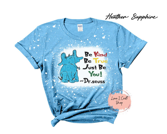 Be Kind Be True Just be You - Faux Glitter - Cat in the Hat Youth Bleached T-Shirt