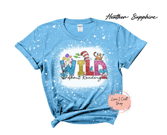 Wild about Reading - Faux Glitter - Cat in the Hat Bleached T-Shirt