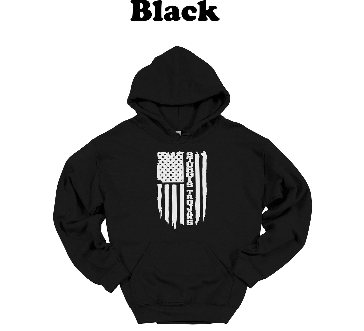 Sturgis Trojans White American Flag Hooded Sweatshirt