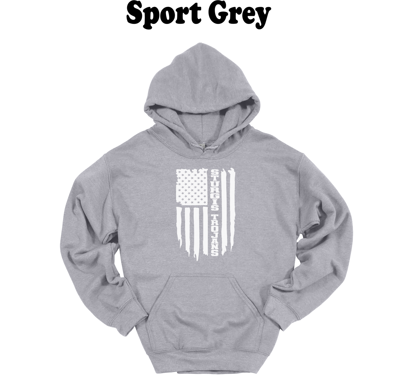 Sturgis Trojans White American Flag Hooded Sweatshirt