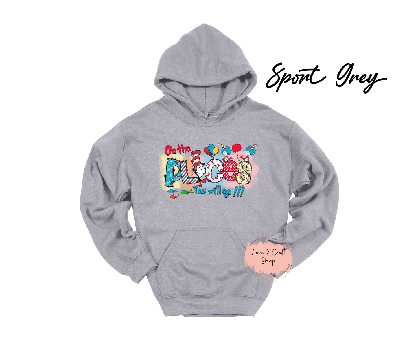 Oh the places you'll go watercolor- Cat in the Hat Hoodie
