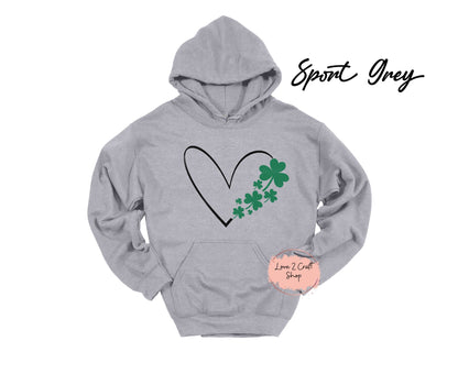 Heart outline with clovers St Patrick's Day Hoodie