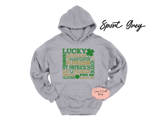 St Patricks day Subway art print - Faux Glitter  Hoodie