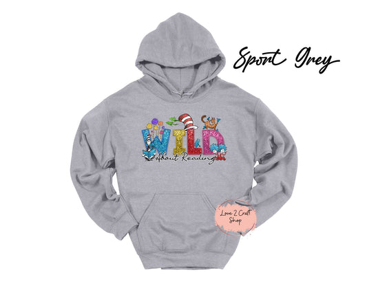 Wild about Reading   -  Faux Glitter   - Cat in the Hat Hoodie