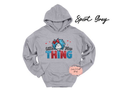 Little Miss Thing   -  Faux Glitter   - Cat in the Hat Hoodie