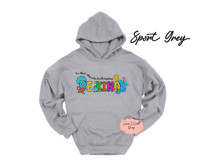 In a world where you can be anything Be Kind Faux Glitter - Cat in the Hat Hoodie
