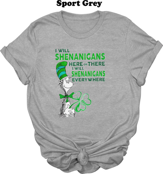 Cat in the Hat Here or There Shenanigans Tee