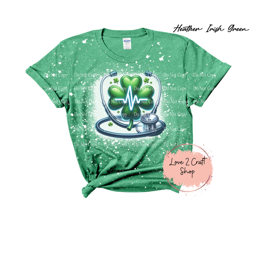 St. Patricks Nurse Bleached T-Shirt