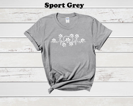 Heartbeat dog paw t-shirts personalized