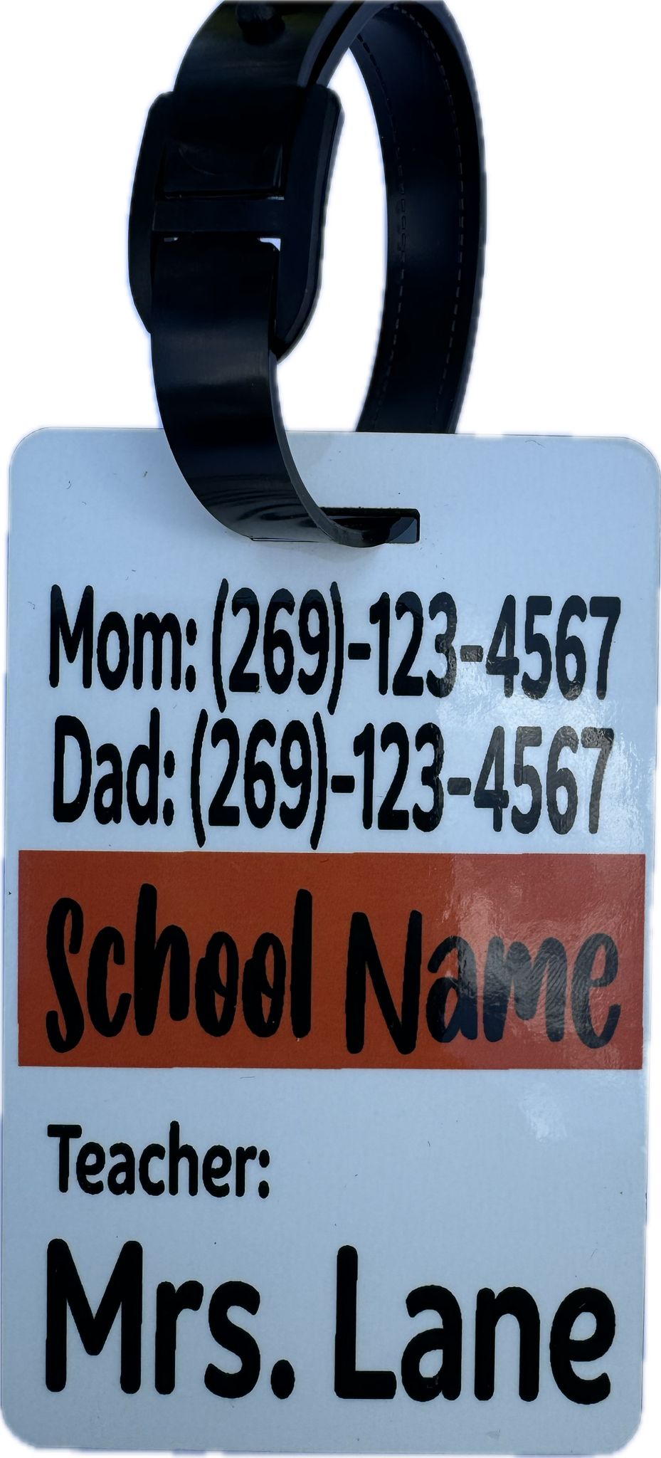 Personalized School Bag Tag for Bus, Rider or Walker students