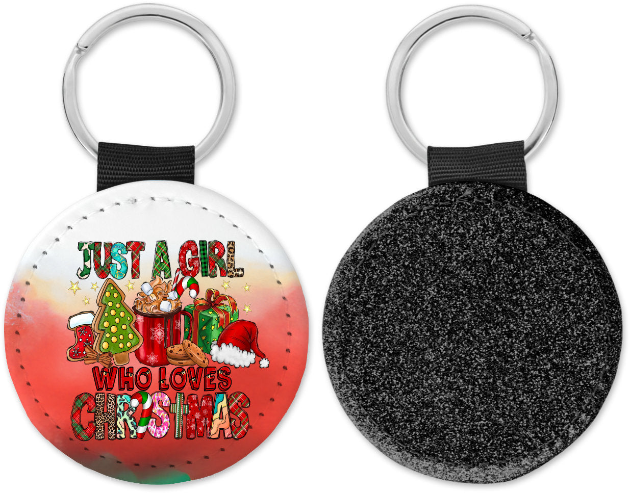 Just a Girl who loves Christmas Round Sparkly Key Chain